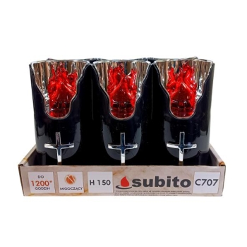 Świeca led Subito czarna H150 - Czerwona ze srebrnym